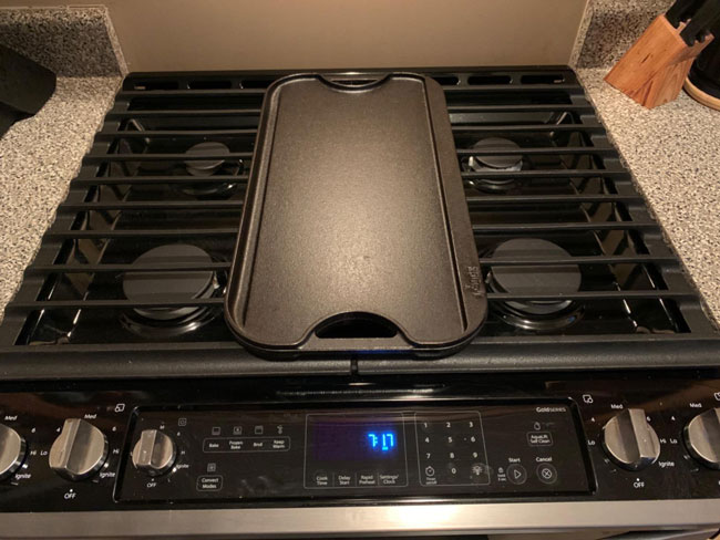 lodge grill pan on electric stove