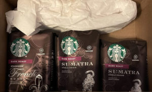 3 Packs of Starbucks Coffee in a carton