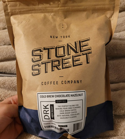 Close of Stone Street Cold Brew Chocolate Hazelnut Flavor Coffee Pack